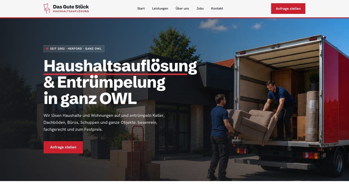 Screenshot der Website von Das Gute Stück