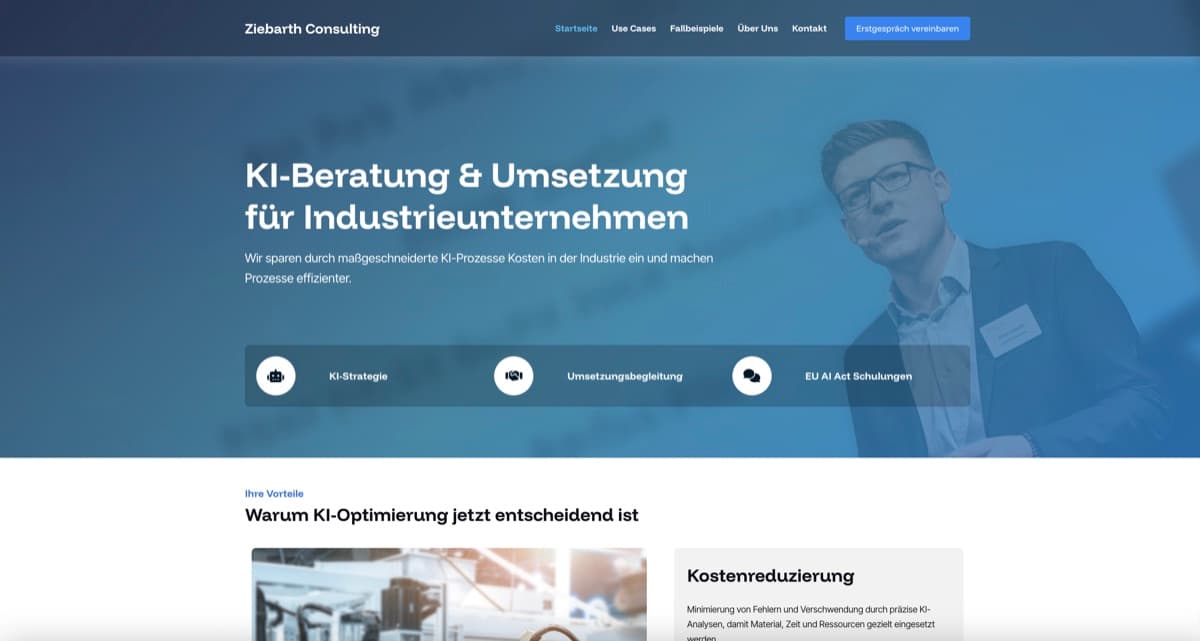 Screenshot der Website von Ziebarth Consulting